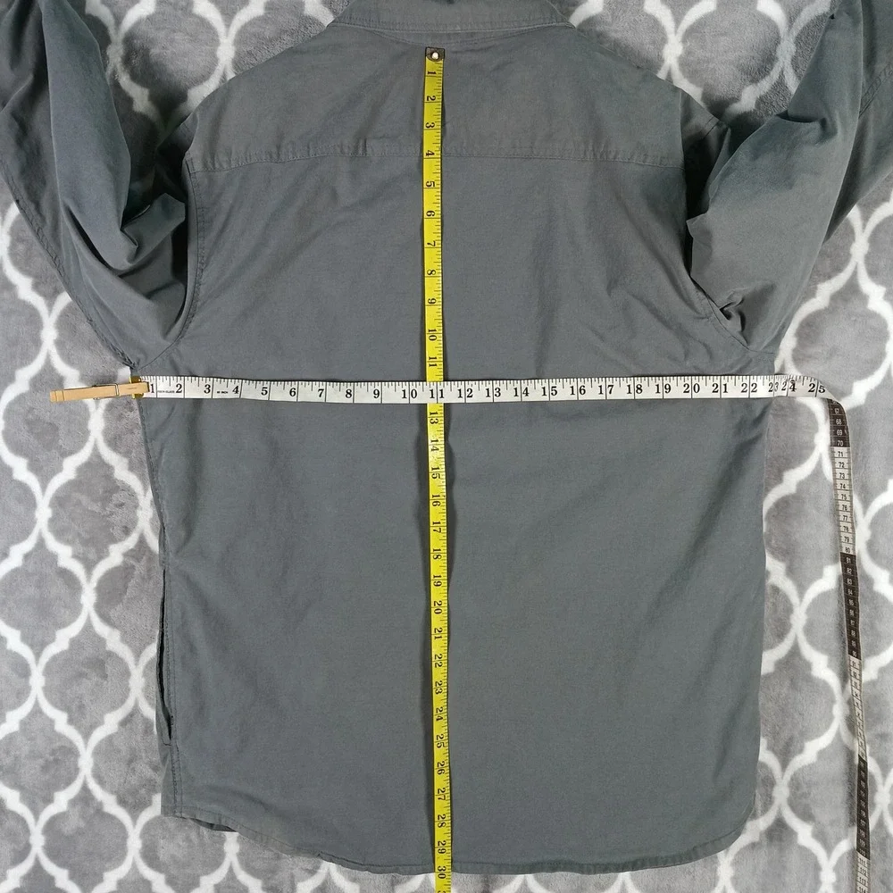 Eddie Bauer Shirt Jacket Men L Gray Fleece Lined Snap Up Aztec Geometric Lining
